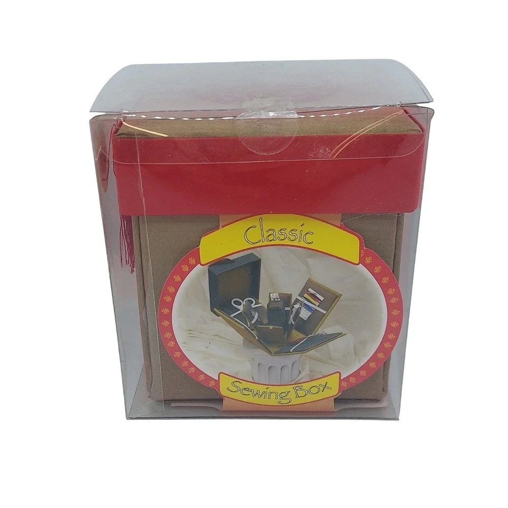 Classic Satin Lined Sewing Box N4301 - Needles, Thread, Scissors And More